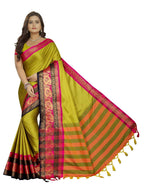 Vamika Banarasi Silk Mehandi Green Weaving Saree | Grocsy