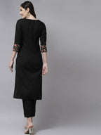 Yufta Women Black Ethnic Motifs Printed Paneled Kurta with Trouser | Grocsy