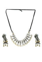 Mominos Fashion Johar Kamal Oxidised Silver-Plated Brass Finish Peacock Choker For Women (Silver/Golden) | Grocsy