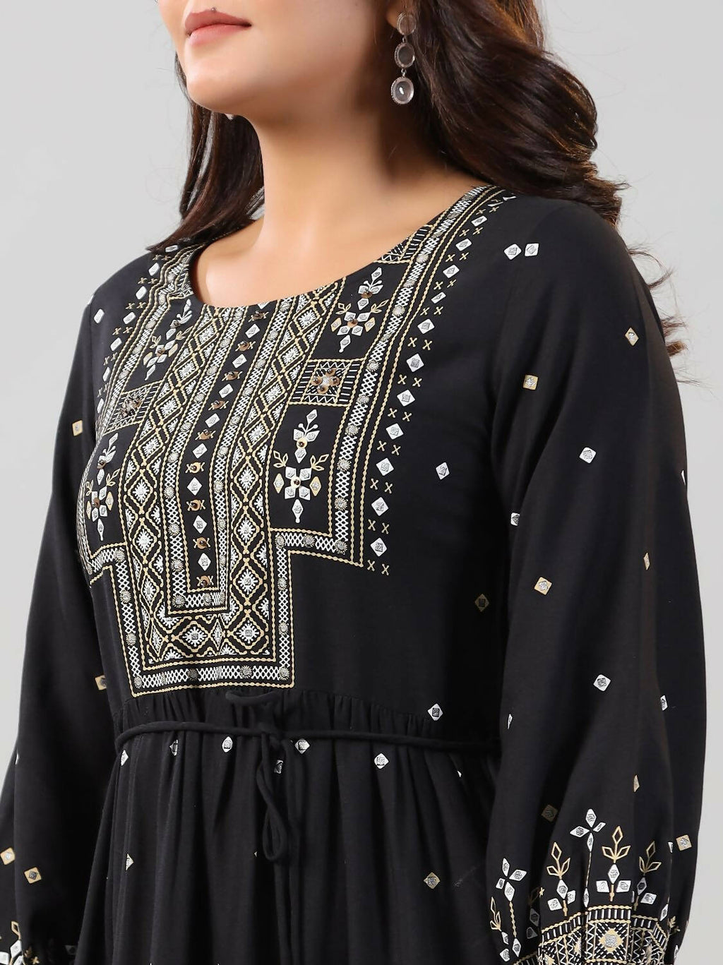 Juniper Women Black Rayon Printed Short Tiered Dress | Grocsy