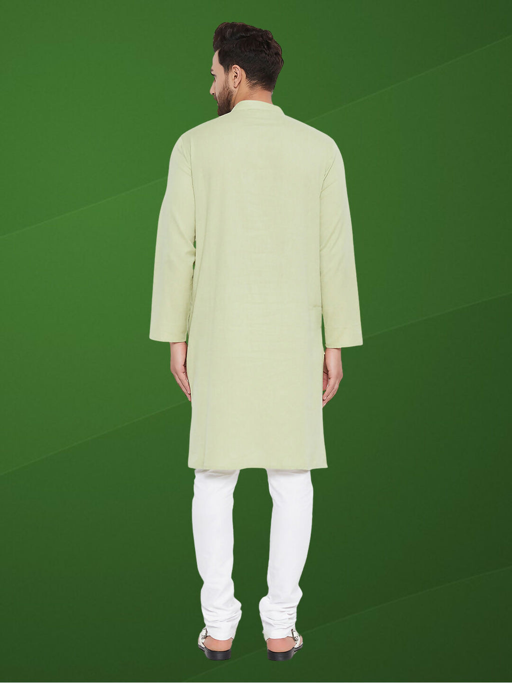 Even Apparels Men's Solid Green Linen Kurta | Grocsy