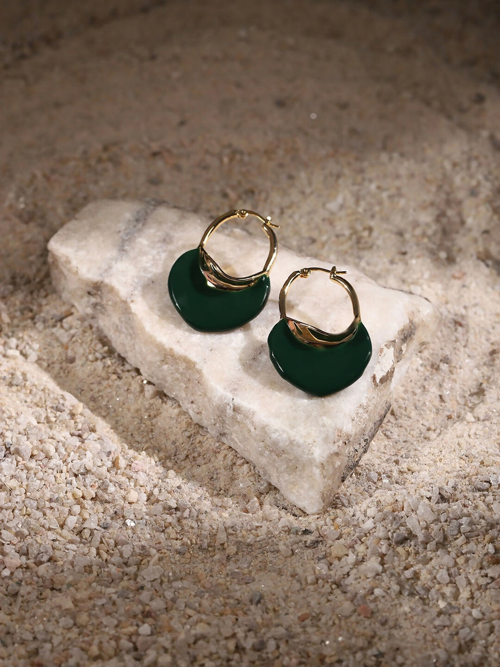 Green Mother of Pearls Stone Earrings- Ruby Raang | Grocsy