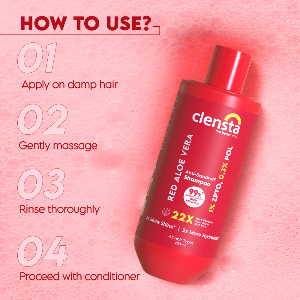Clensta Red Aloe Vera Anti-Dandruff Shampoo | Grocsy