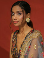 Oversized Kundan Studs with Meenakari- Ruby Raang