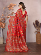 Joban Fashion Red Meena Weaves Pashmina Sarees | Grocsy
