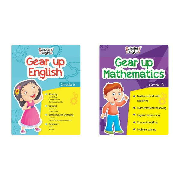 Scholars Insights Gear Up English & Maths Grade 6 Books Set Of 2 Grammar Skills, Maths Logical Reasoning, Problem Solving Book| Ages 11-12 Years | Grocsy