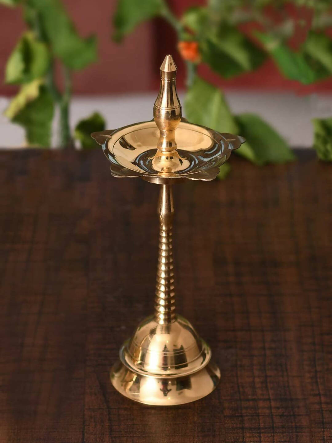 CraftVatika Gold-Toned Fancy Kerala Diya Oil Lamp Stand For Puja Diwali | Grocsy