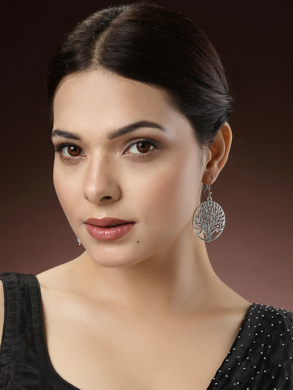 NVR Women's Set of 3 Silver-Toned German Silver Oxidised Dome Shaped Jhumka Earrings | Grocsy