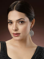 NVR Women's Set of 3 Silver-Toned German Silver Oxidised Dome Shaped Jhumka Earrings | Grocsy