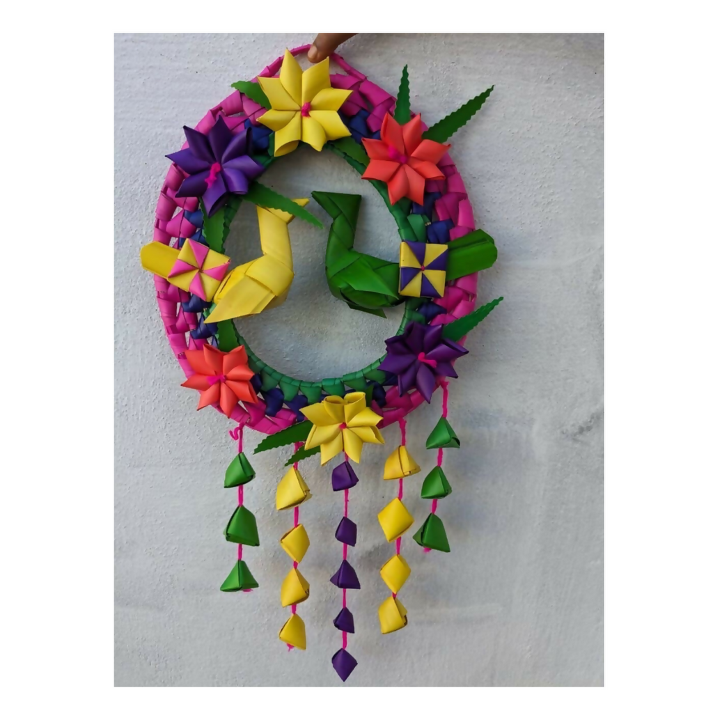 Shuddh Natural Hand Made Palm Leaf Double Parrot Wreath | Grocsy