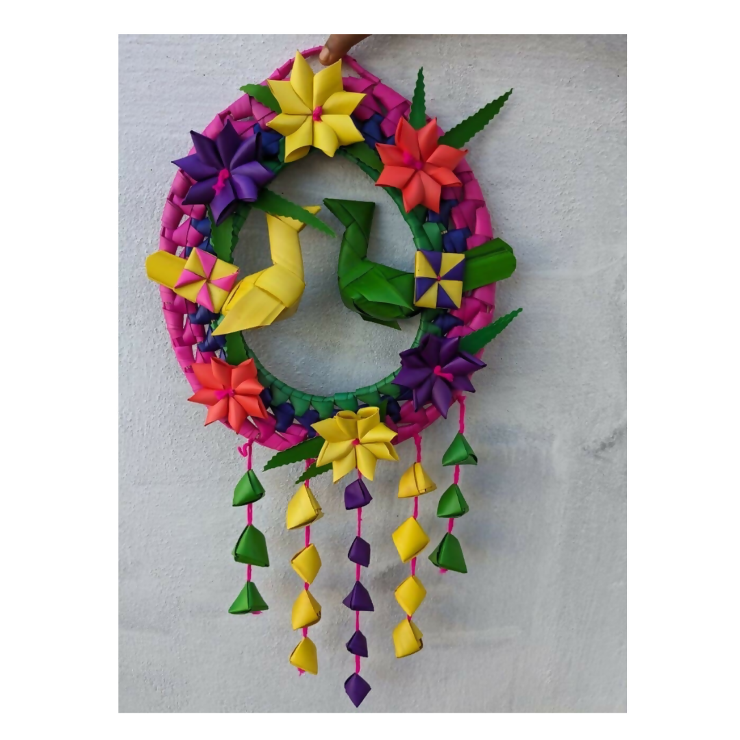 Shuddh Natural Hand Made Palm Leaf Double Parrot Wreath | Grocsy