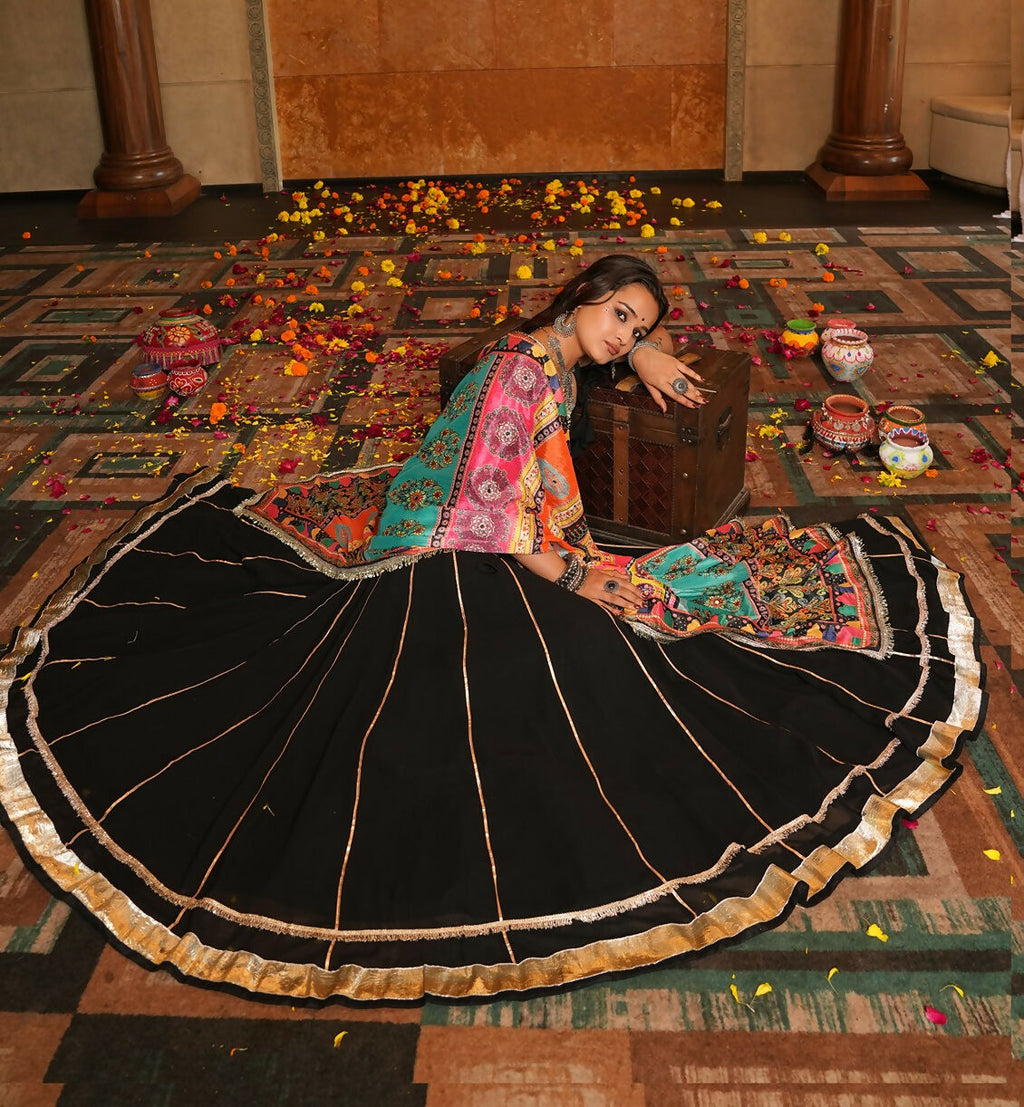 AI Fashion Black Georgette Designer Navratri Wear Lehenga Choli Collection | Grocsy