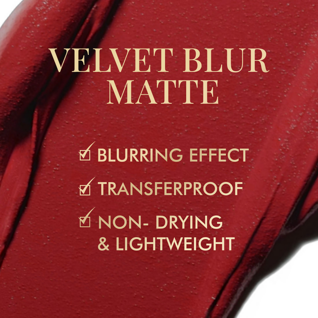 mCaffeine Shades Velvet Blur Matte Liquid Lipstick 12 Hrs Stay & Lightweight - Passionate Crimson | Grocsy