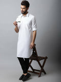 Even Apparels White Color Pure Cotton Solid Men's Kurta With Shirt Collar (SLD1203) | Grocsy