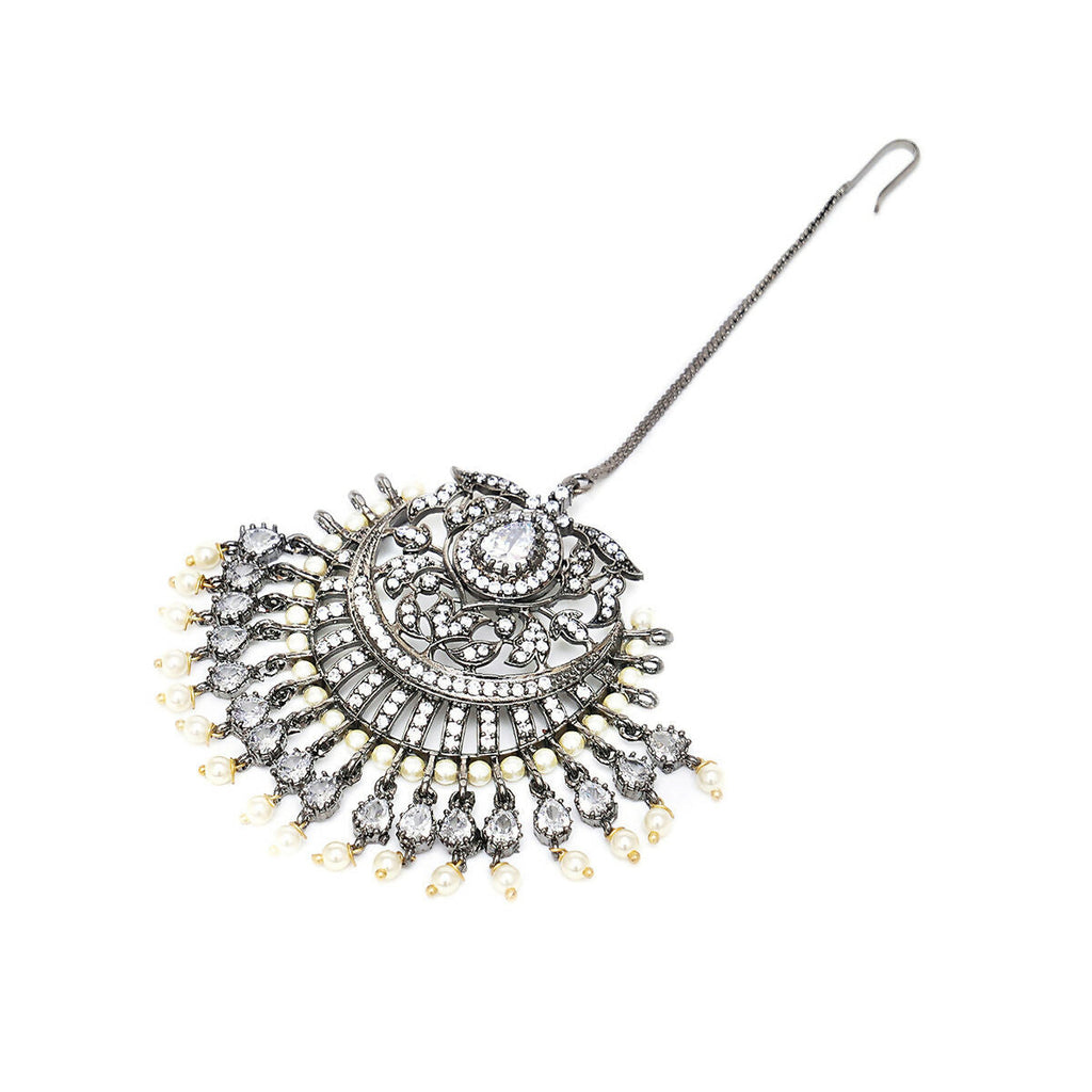 Oversized Diamond Maang Tikka- Ruby Raang | Grocsy