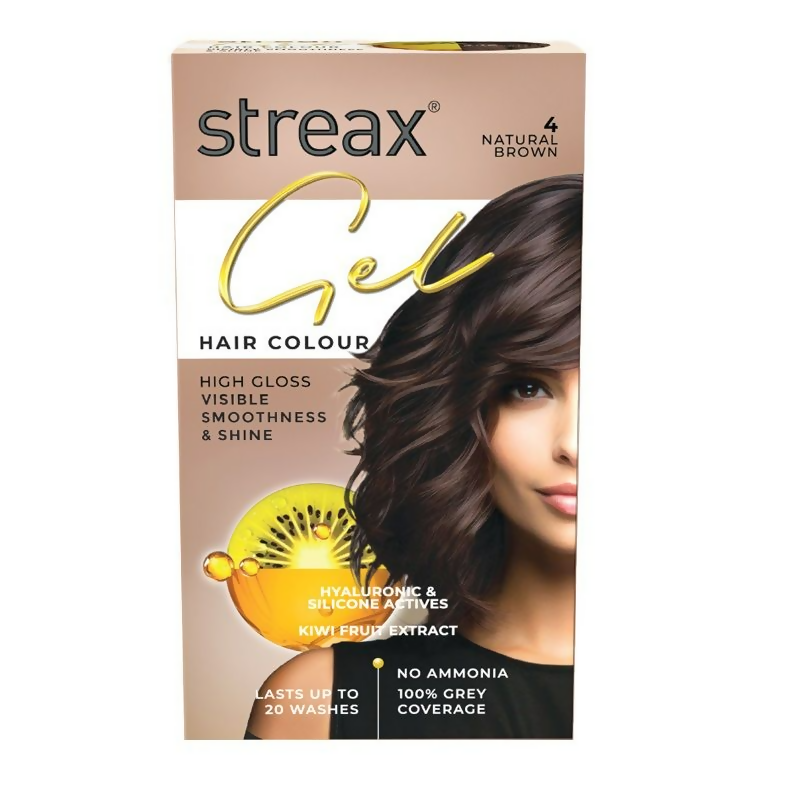 Streax Gel No Ammonia 100% Grey Coverage Hair Color - Natural Brown 4 | Grocsy