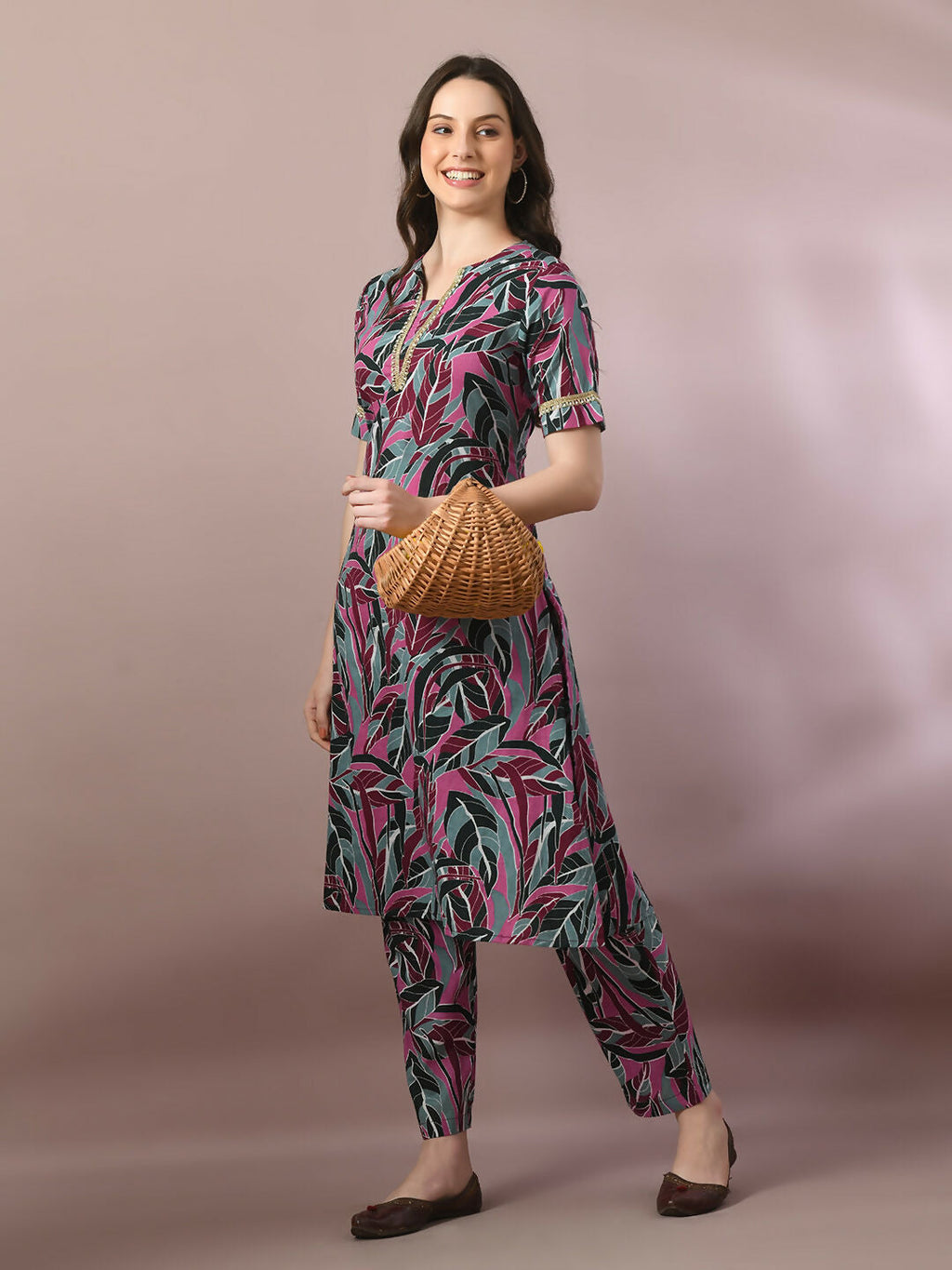 Myshka Women's Multi Printed Cotton Straight Party Kurta Set | Grocsy