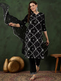 Sangria Embroidered Kurta & Trouser With Dupatta | Grocsy