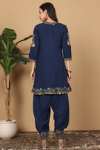 Joban Fashion Navy Blue Georgette Kurta Set | Grocsy