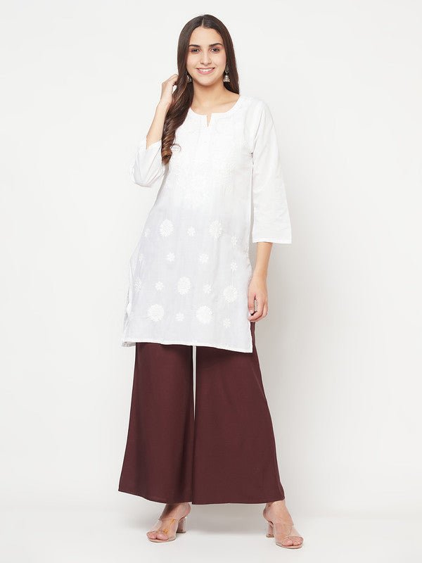 Aniyah Rayon Flared Slip-On Coffee Color Palazzo | Grocsy