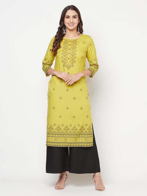 Aniyah Rayon Digital Screen Print Parrot Green Straight Kurta | Grocsy