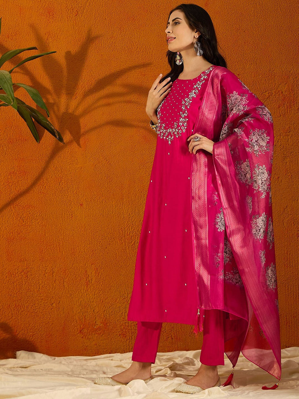 The52 Printed Viscose Rayon Fabric Straight Kurta, Pant and Dupatta Set | Grocsy