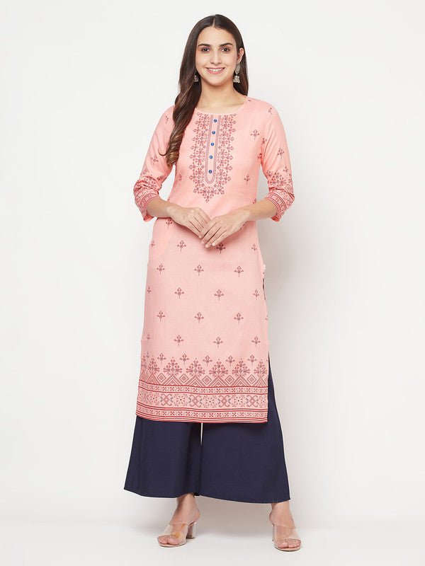 Aniyah Peach Color Rayon Digital Screen Print Straight Kurta | Grocsy