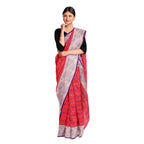 Exclusive Collection 100% Pure Cotton Red Tant Saree With Hand Weaving Work | Grocsy