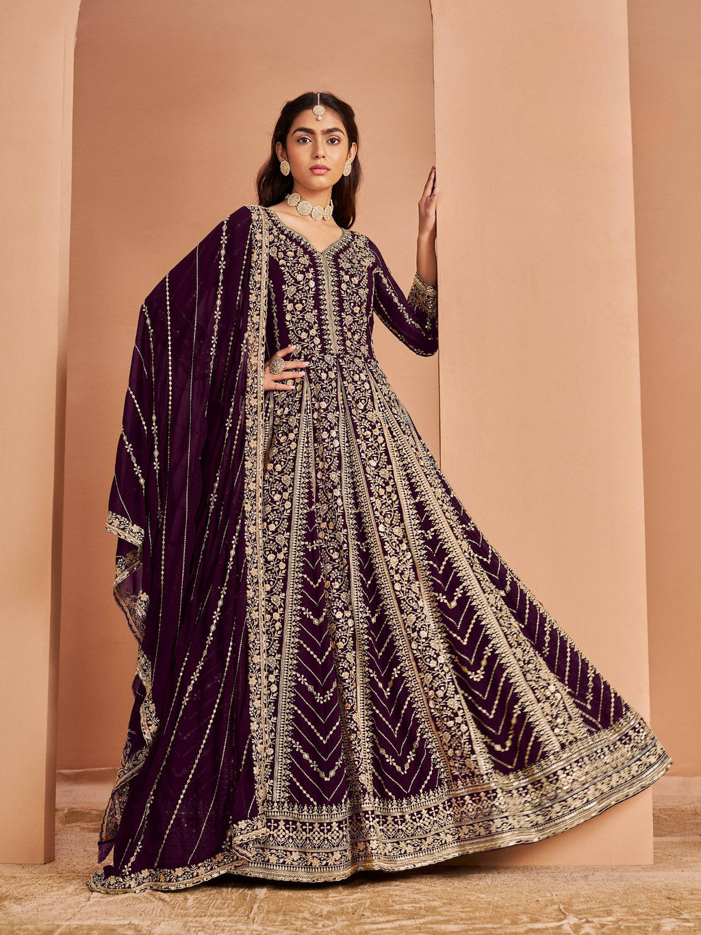 Anaita Purple Georgette Embroidered Salwar Suit | Grocsy