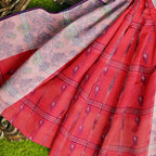 Exclusive Collection 100% Pure Cotton Red Tant Saree With Hand Weaving Work | Grocsy