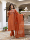 Pramukh Fab Rust Color Viscose Mango Silk Kurta Set | Grocsy