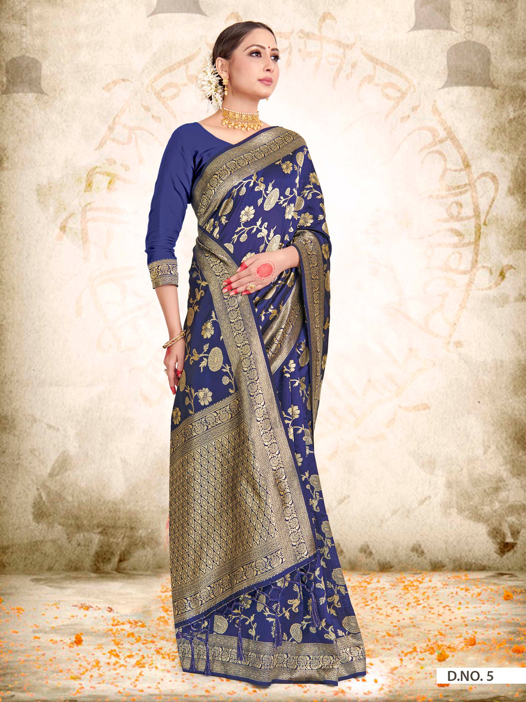 Vardha Space Blue Woven Zari Jaal Banarasi Saree | Grocsy