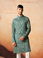 Green Floral Printed Kurta by Hilo Design | Grocsy