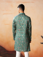 Green Floral Printed Kurta by Hilo Design | Grocsy
