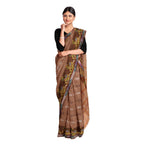 Exclusive Collection 100% Pure Cotton Brown Tant Saree With Hand Weaving Work | Grocsy