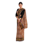 Exclusive Collection 100% Pure Cotton Brown Tant Saree With Hand Weaving Work | Grocsy