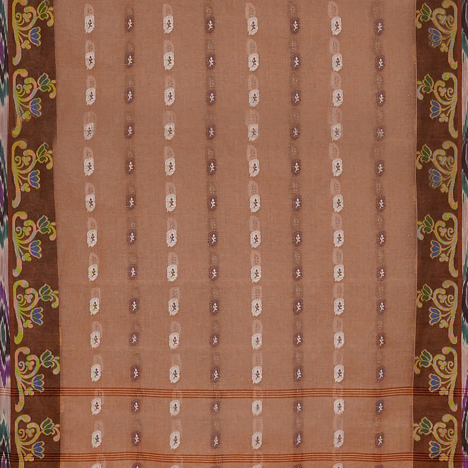 Exclusive Collection 100% Pure Cotton Brown Tant Saree With Hand Weaving Work | Grocsy