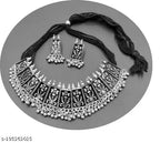 Tehzeeb Creations Women's German Silver Oxidised Necklace And Earrings | Grocsy