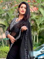 Sangria Embroidered Pure Georgette Saree | Grocsy