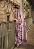 Monjolika Fashion Violet Color Lakhnavi Organza Weaving Work Saree With Blouse | Grocsy