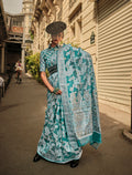 Monjolika Fashion Sky Blue Color Lakhnavi Organza Weaving Work Saree With Blouse | Grocsy