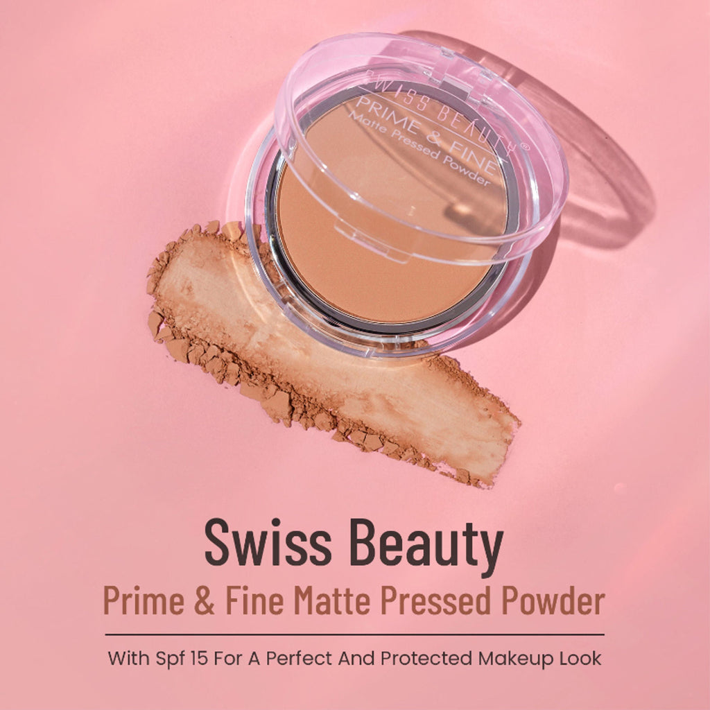 Swiss Beauty Prime & Fine Matte Pressed Powder - 4 Natural Beige | Grocsy