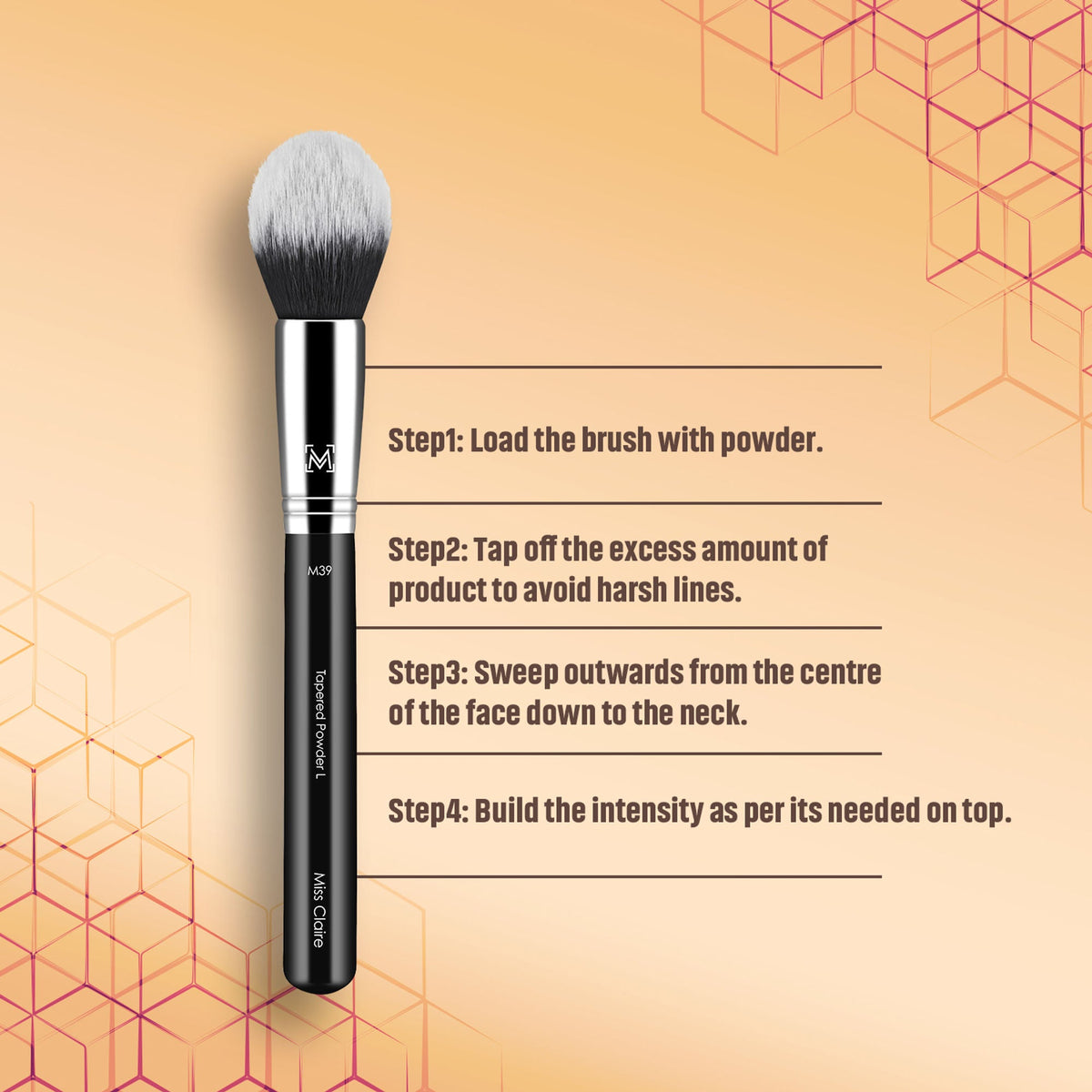 Miss Claire M39 - Tapered Powder (L) Brush - Chrome | Grocsy