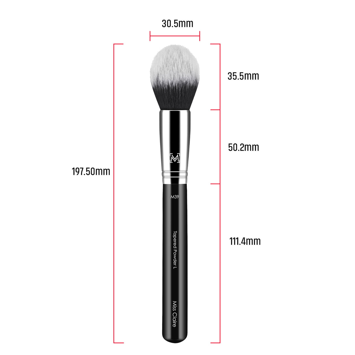 Miss Claire M39 - Tapered Powder (L) Brush - Chrome | Grocsy