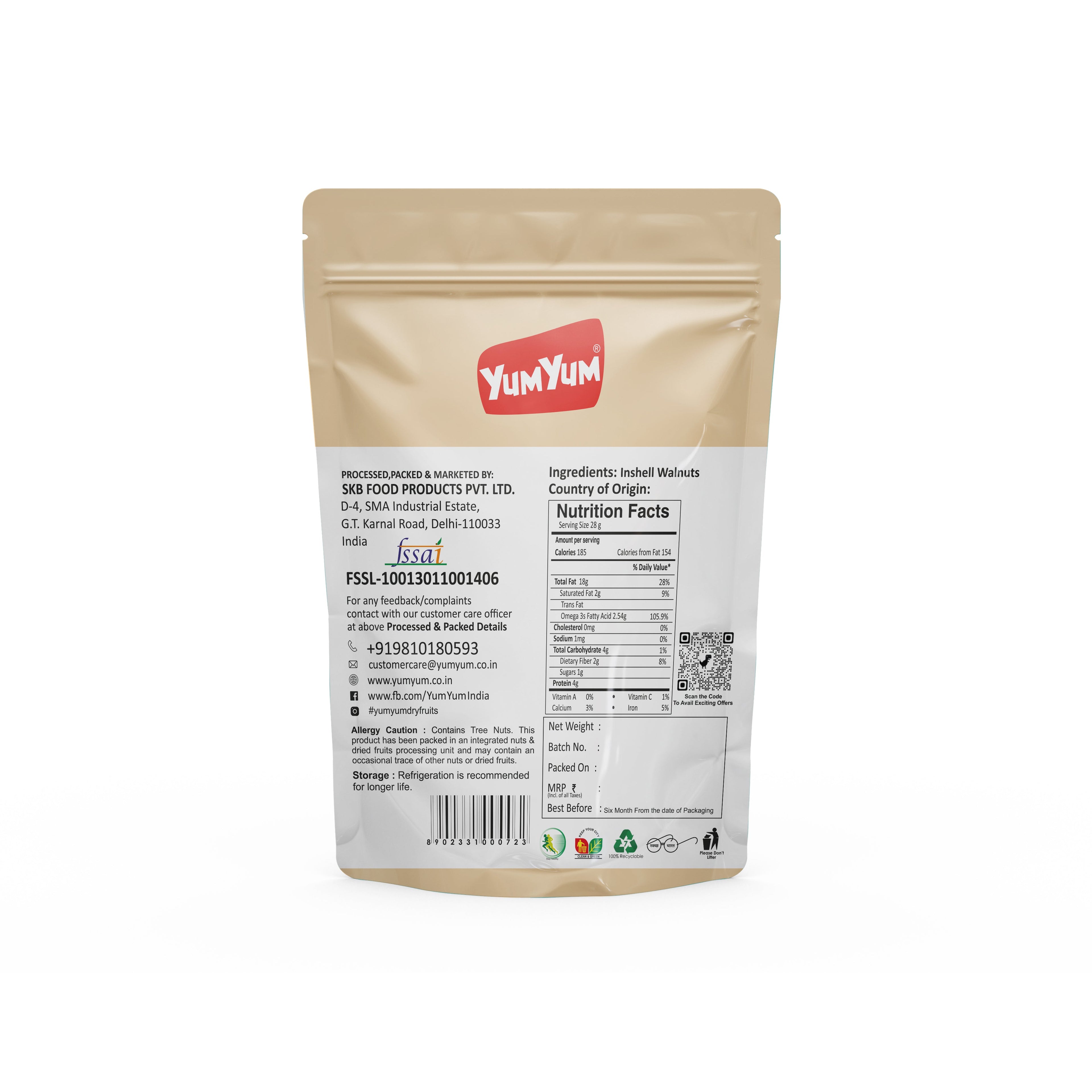 Yum Yum Inshell Walnuts Pouch | Grocsy