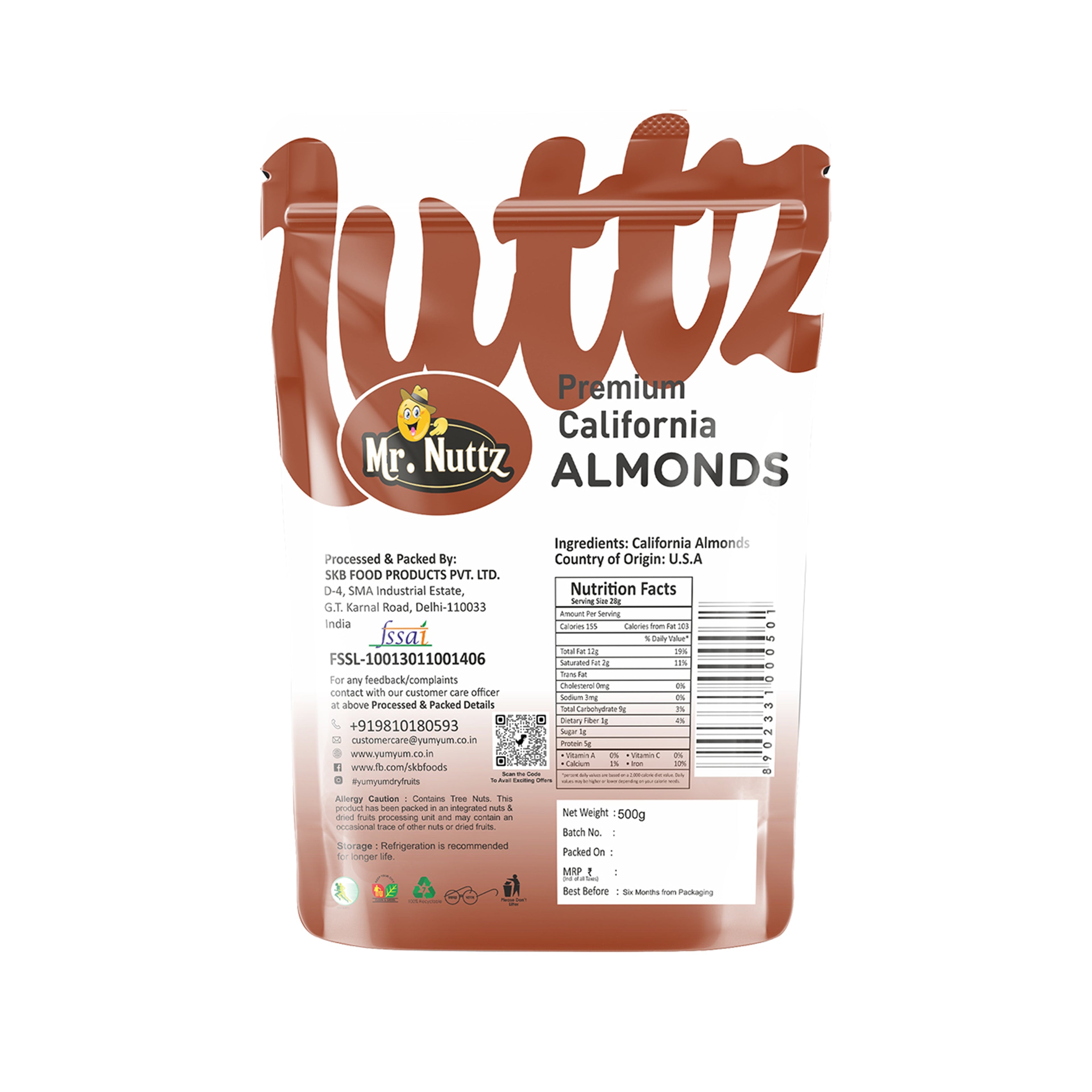 Mr. Nuttz California Almonds Pouch | Grocsy