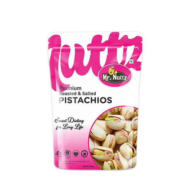 Mr. Nuttz Roasted & Salted Pistachios Pouch | Grocsy