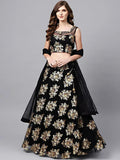 Tulsi Art Black Floral Golden Sequins Work Net Fabric Party Wear Lehenga Choli | Grocsy