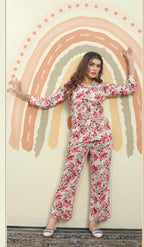 Monjolika Fashion Pink Color Printed Rayon Designer Co Ord Set | Grocsy