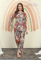 Monjolika Fashion Multicolor Printed Rayon Designer Co Ord Set | Grocsy